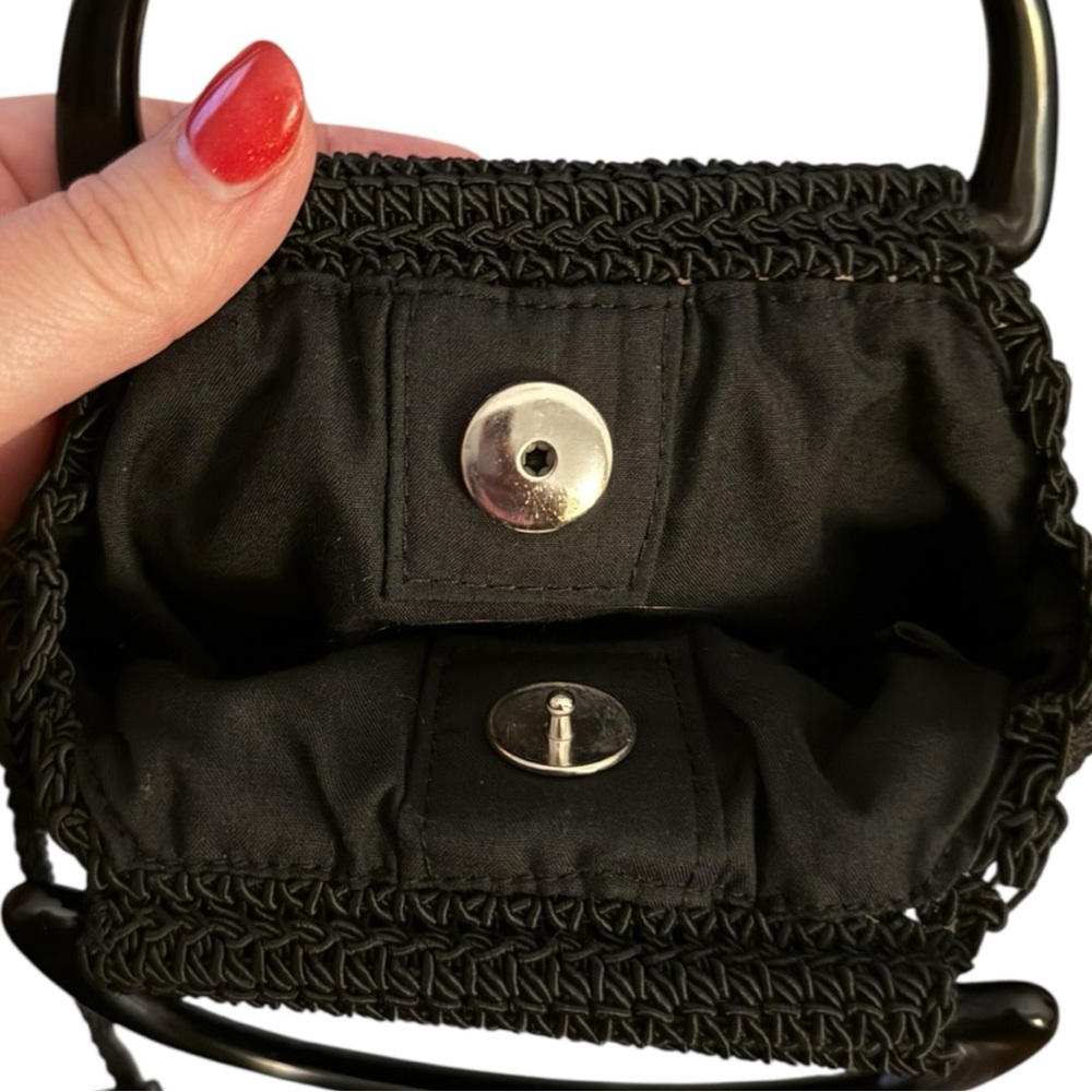 The Limited Black Woven Evening Bag Acrylic Handle Mini Purse Vintage Y2K - Picture 3 of 9